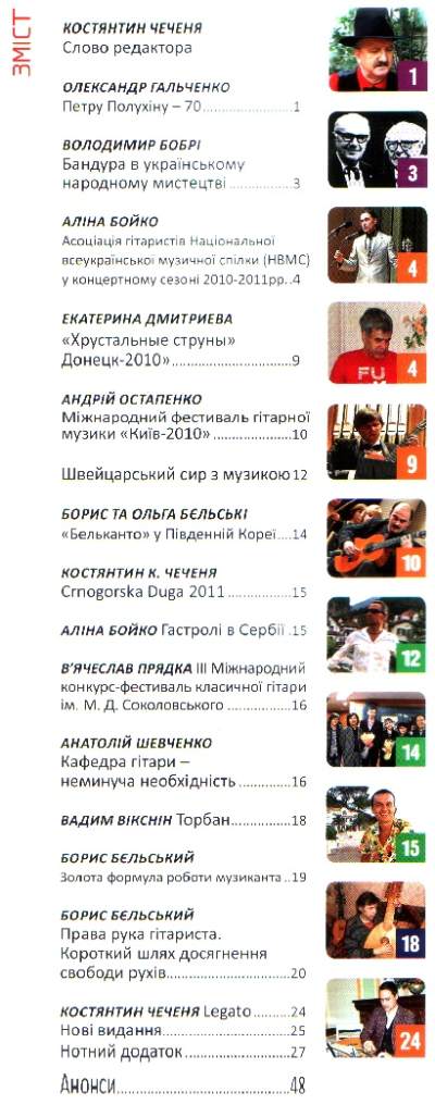 Содержание журнала "Гитара в Украине"